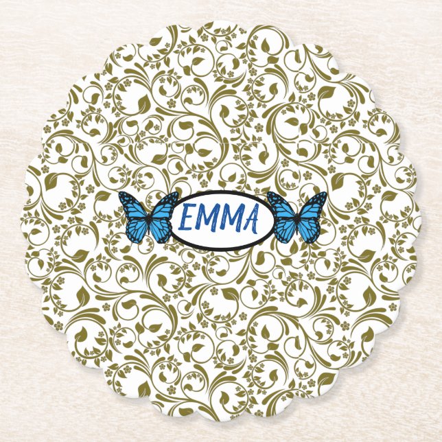 Porta-copo De Papel Wild Romantic Field Blue butterflies (Frente)