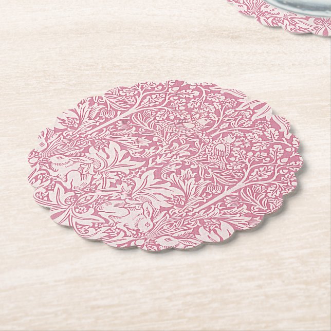 Porta-copo De Papel William Morris Forest Rabbit Foliage Pink (Angular)