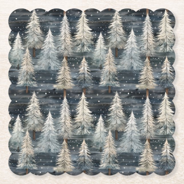 Porta-copo De Papel Winter Pines & Holiday Sentiments (Frente)