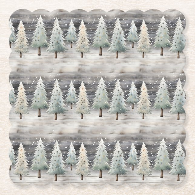 Porta-copo De Papel Winter Pines & Holiday Sentiments (Frente)