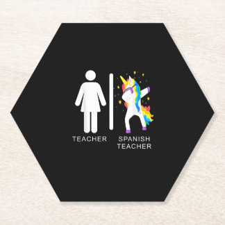 Porta-copo De Papel Womens Spanish Teacher Unicorn Dabbing funny spani