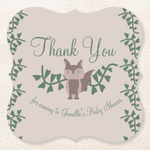 Porta-copo De Papel Woodland Fox Greenery Chá de fraldas Rustic