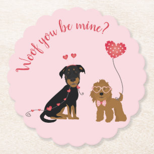Porta-copo De Papel Woof You Be Mine Namorados Dogs