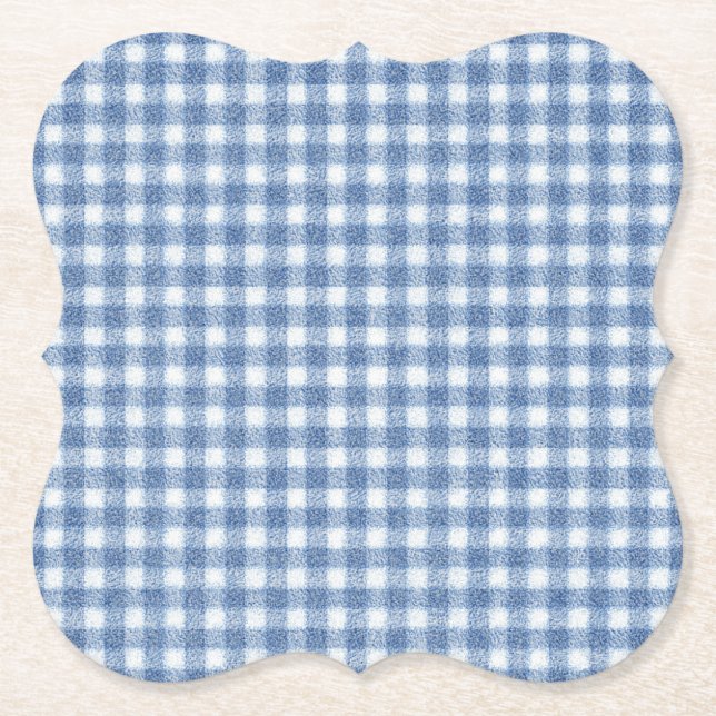 Porta-copo De Papel Xadrez Azul e Branco Clássico (Frente)