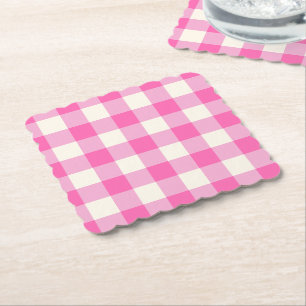 Porta-copo De Papel Xadrez de Cottagecore Rosa Gingham