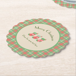 Porta-copo De Papel Xadrez de Natal com base verde