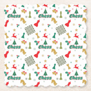 Porta-copo De Papel Xadrez de Natal - Pedaços, Árvore, Holly, Reindeer