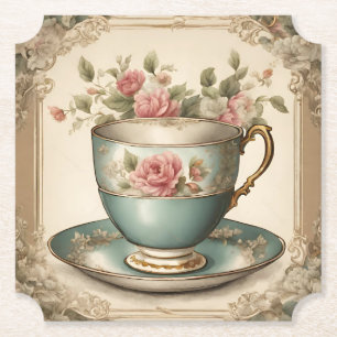 Porta-copo De Papel Xícara de Chá Vintage Floral Chá de Bebê Casamento