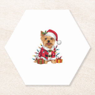 Porta-copo De Papel Xmas Lighting Papais noeis Yorkshire Terrier Dog C