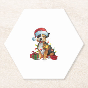 Porta-copo De Papel Xmas Lighting Santa Hat Border Terrier Dog Christm