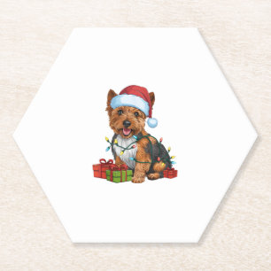 Porta-copo De Papel Xmas Lighting Santa Hat Cairn Terrier Dog Christma