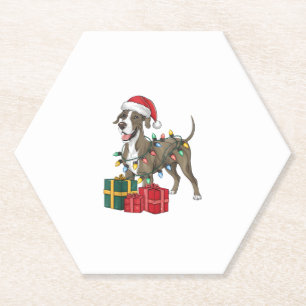Porta-copo De Papel Xmas Lighting Santa Hat Grande Dane Dog Natal _