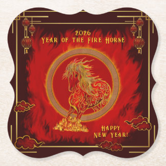 Porta-copo De Papel Year of the Fire Horse , Happy Lunar New Year