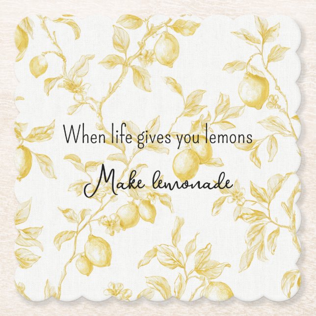 Porta-copo De Papel Yellow Fruit Lemons Make Lemonade (Frente)