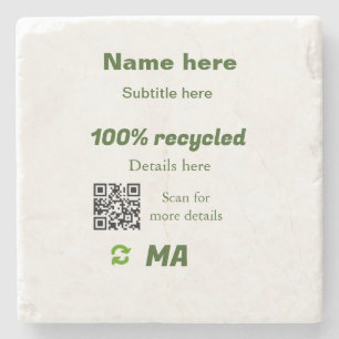 Porta-copo De Pedra 100% reciclado adicione código Q R aqui nome da em