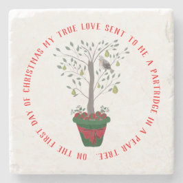 Porta-copo De Pedra 12 dias de partucho de Natal em árvore de pera