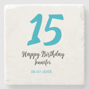 Porta-copo De Pedra 15 aniversário quiencenera adicionar data ano temp