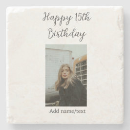 Porta-copo De Pedra 15 de aniversário feliz adicionar nome foto texto 