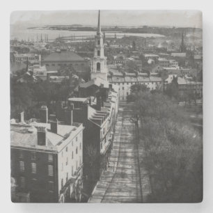 Porta-copo De Pedra 1859: Uma vista de Boston da casa do estado