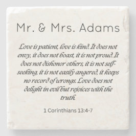 Porta-copo De Pedra 1 Corinthians 13 Sr. Surname Wedding