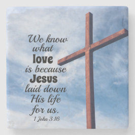 Porta-copo De Pedra 1 John 3:1 Jesus Cristo pôs sua vida para nós