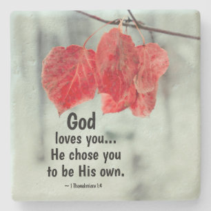 Porta-copo De Pedra 1 Tessalónica 1:4 Deus te ama... Ele te escolheu,