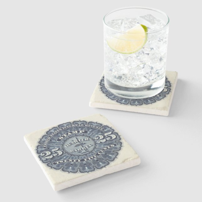 Porta-copo De Pedra 25c Beer Revenue Stamp USA (Lateral)