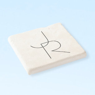 Porta-copo De Pedra 2 preto de sobreposição moderno das iniciais   n