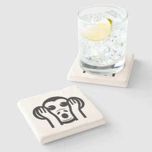 Porta-copo De Pedra 3 Macacos Sábios Kikazaru 聞 か ざ る Ouvem NO Mau Emo