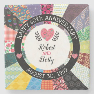 Porta-copo De Pedra 60º Aniversário Personalizado, Coleta de Patches