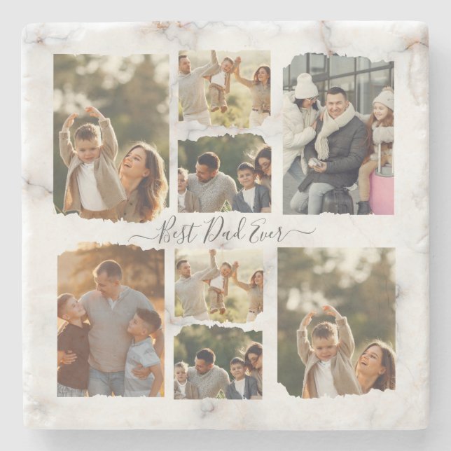 Porta-copo De Pedra 8 Foto: Amor Moderno da Família Collage Elegante (Frente)