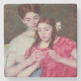 Porta-copo De Pedra A lição de crochê (duas irmãs)