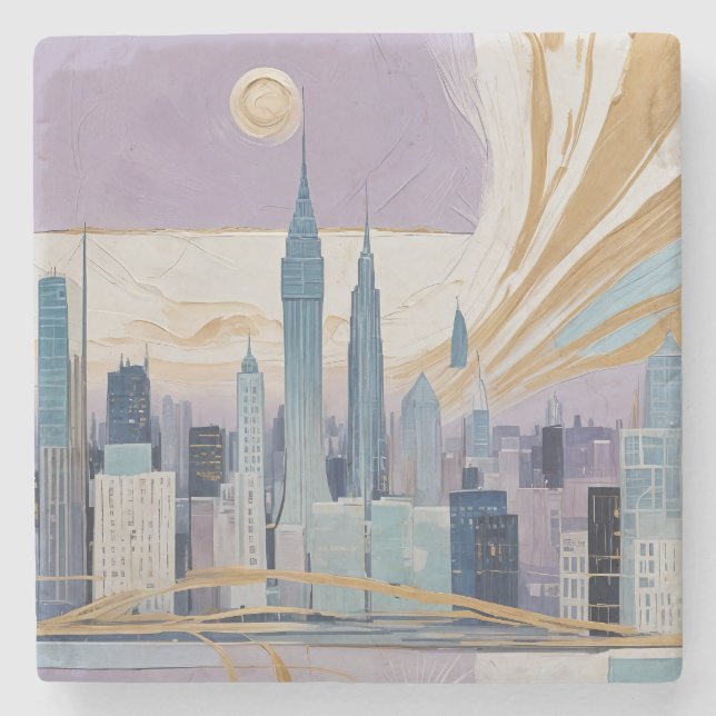 Porta-copo De Pedra A Lunar Cityscape (Frente)