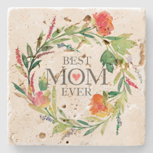 Porta-copo De Pedra A Melhor Mãe das Flores de Cores d'Água