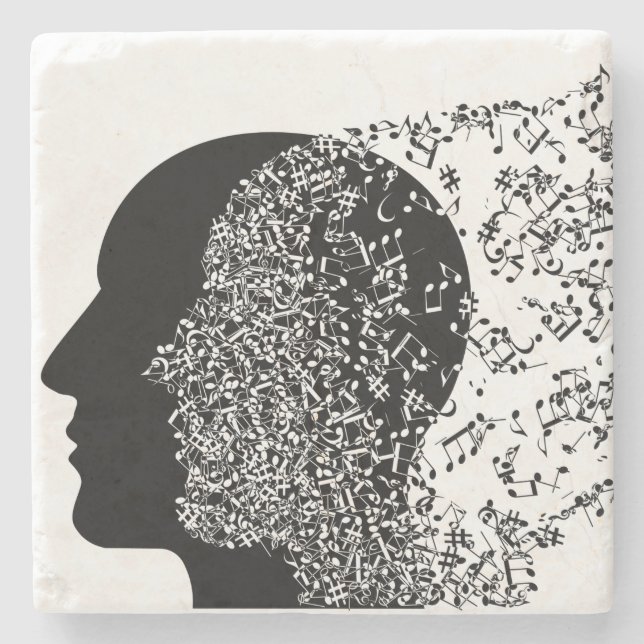 Porta-copo De Pedra A mente da música (Frente)