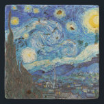 Porta-copo De Pedra A Noite Estrelada | Van Gogh |<br><div class="desc">A Noite Estrelada é uma pintura a óleo na canvas do pintor holandês Poste-impressionista Vincent van Gogh. Pintado em junho de 1889, ele mostra a visão da janela voltada para leste de sua sala de asilo na Santo-Rémy-de-Provence, pouco antes do nascer do sol, com a adição de uma vila imaginária....</div>
