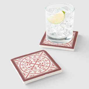 Porta-copo De Pedra A Terra do Mármore Vermelho Vermelho Medieval deix