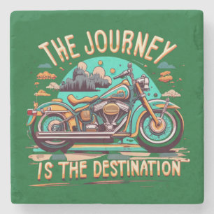 Porta-copo De Pedra A Viagem É O Destino: Moto Vintage