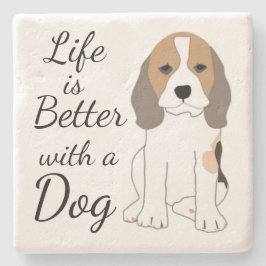 Porta-copo De Pedra A vida é melhor com um cachorro bonitinho de desen