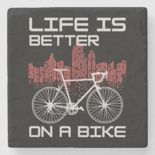 Porta-copo De Pedra A vida é melhor de bicicleta