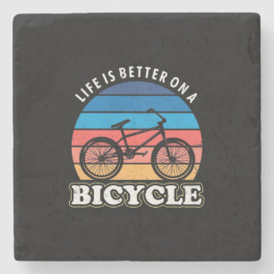 Porta-copo De Pedra A Vida É Melhor Num Bicicleto
