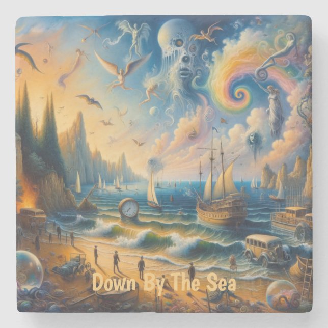 Porta-copo De Pedra Abaixo pelo Mar: Uma paisagem do Sonho Costeiro Su (Frente)