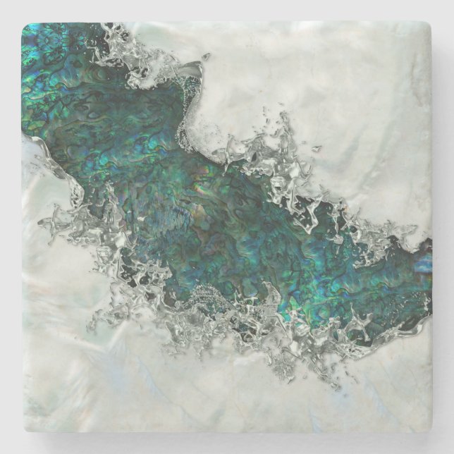 Porta-copo De Pedra Abalone Shell Pearl e Prata 1 (Frente)