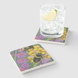 Porta-copo De Pedra Abelhas em Prado Flor