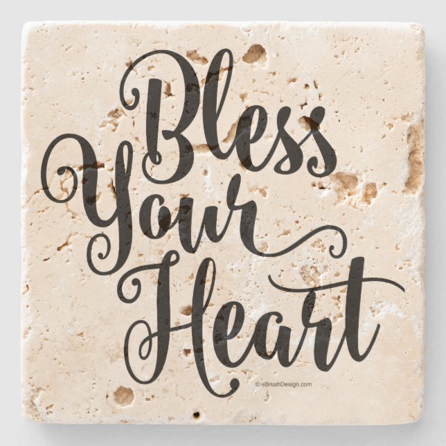 Porta-copo De Pedra Abençoe seu coração (Frente)