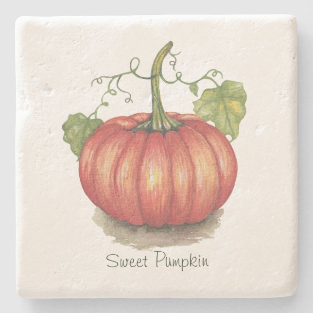 Porta-copo De Pedra Abóbora Cuja Vinha É Em Aquarela (Frente)