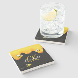 Porta-copo De Pedra Abóbora-do-bumbum ouro preto do monograma que gote