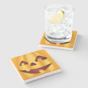 Porta-copo De Pedra Abóbora esculpida sorrindo design de Halloween