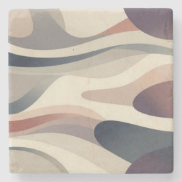 Porta-copo De Pedra Abstract Waves Stone Coaster