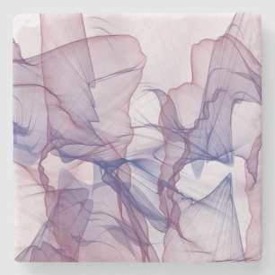 Porta-copo De Pedra Abstrato branco, vermelho, azul e água púrpura